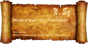 Neuburger Szilveszter névjegykártya